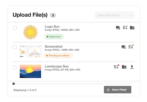 Upload Asset file screen