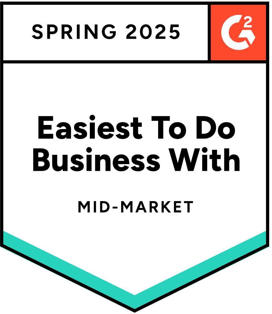 G2 Badges Spring 2025 Easiest to do business with Mid Market