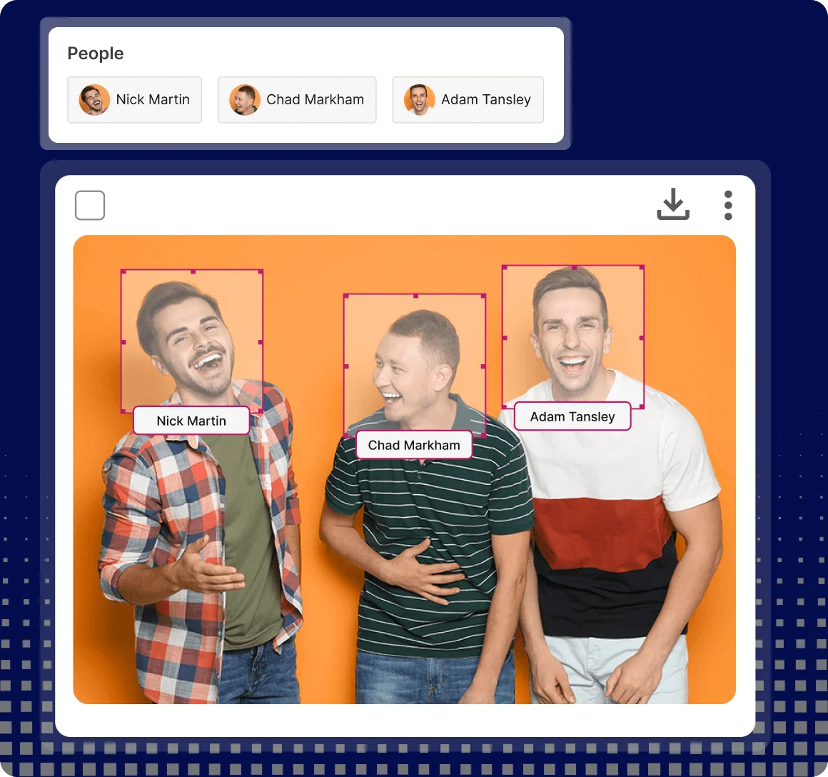 AI Facial Recognition tagging in digital asset management software to make content easy to find and organize.