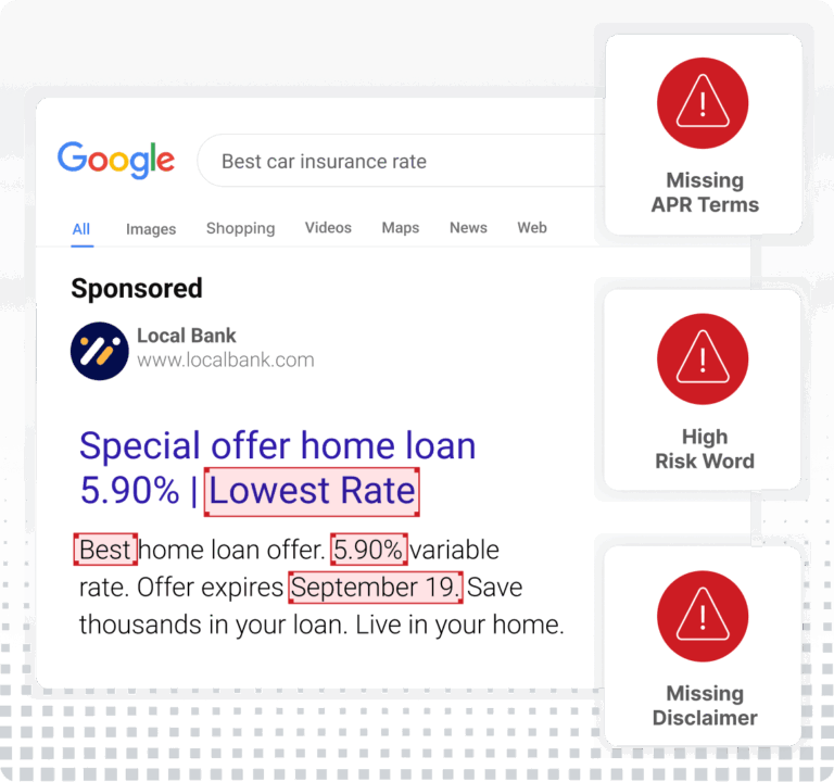 Google Ads Risk Review Bank Product Graphic Square Grey