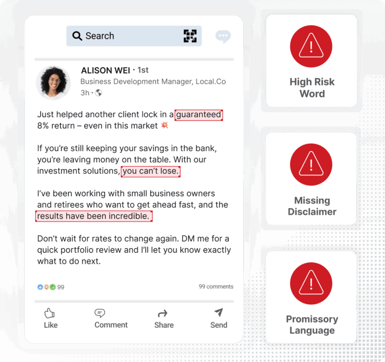 Social Media Risk Review LinkedIn Product Graphic Square Grey