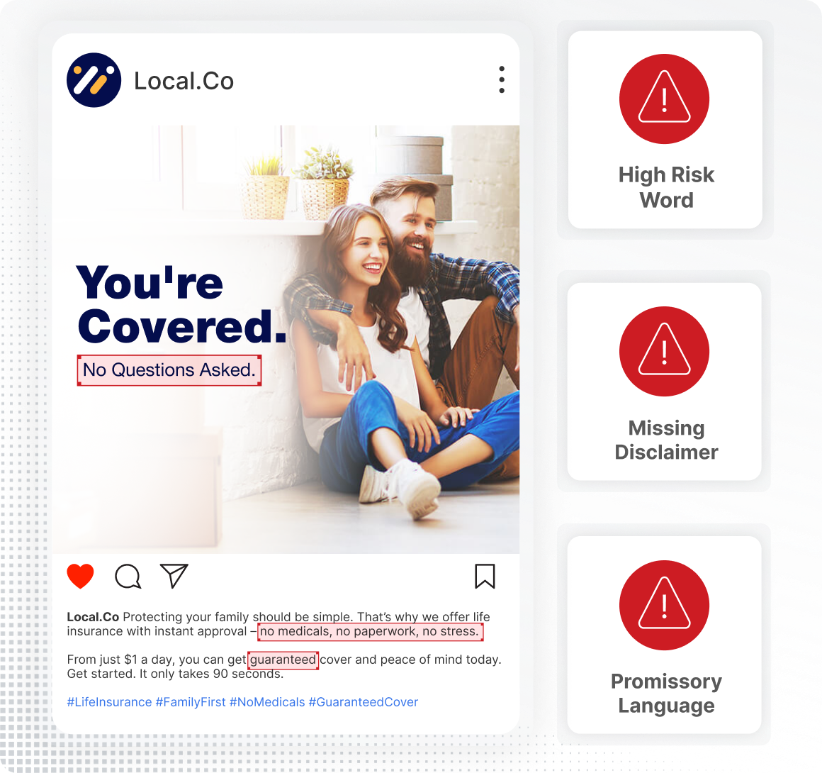 Social Media Risk Review Instagram Product Graphic Square Grey
