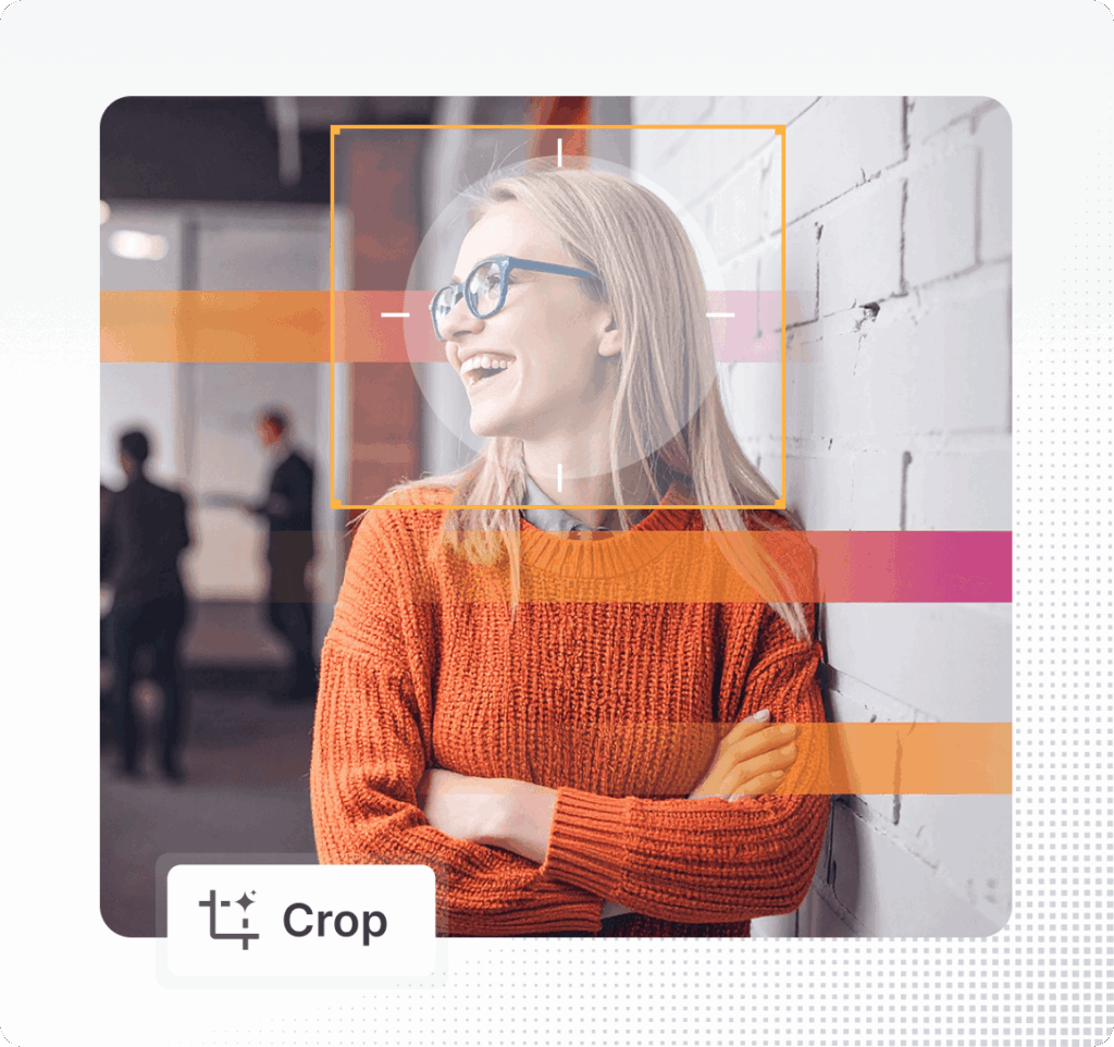 Image being cropped using focal point detection in digital asset management software to keep key content in view.