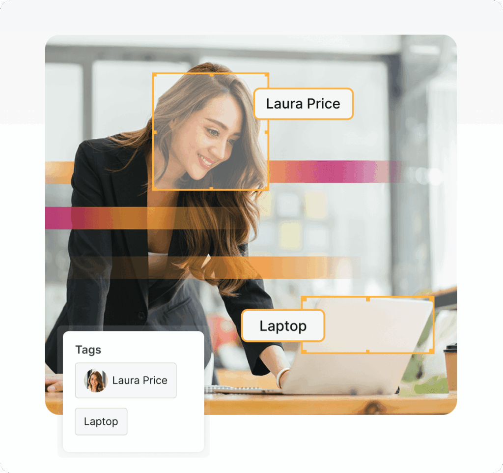 User tagging images with metadata in digital asset management software to make content easy to find and organize.