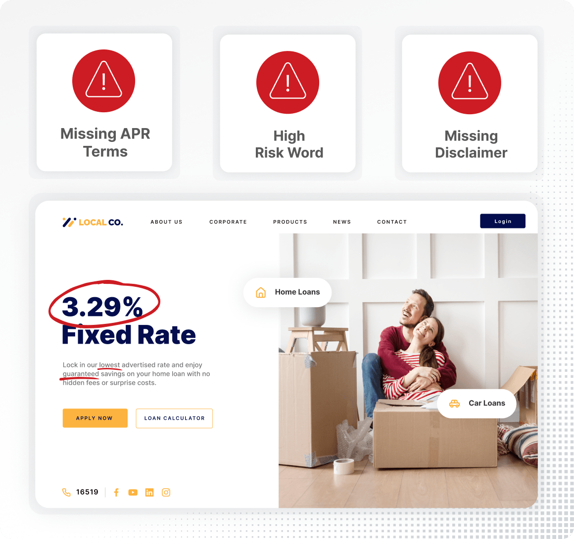 AI content compliance software identifying missing disclaimers.