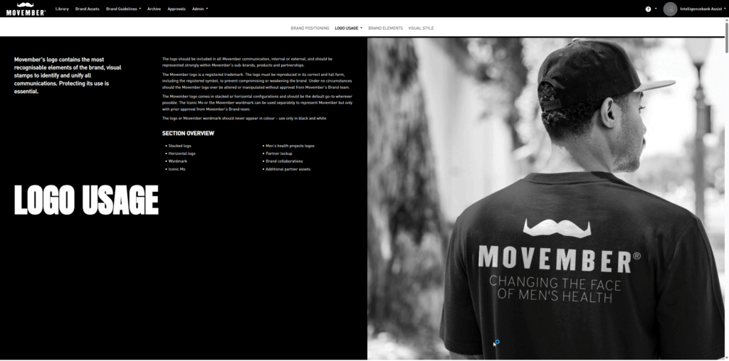Screenshot of Movember Brand Portal with IntelligenceBank
