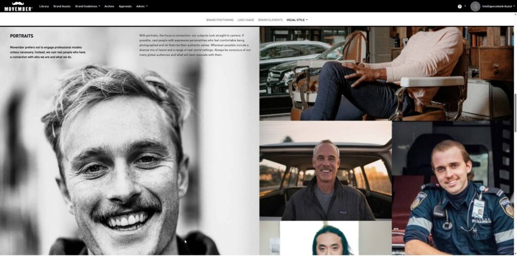 Screenshot of Movember Brand Portal with IntelligenceBank