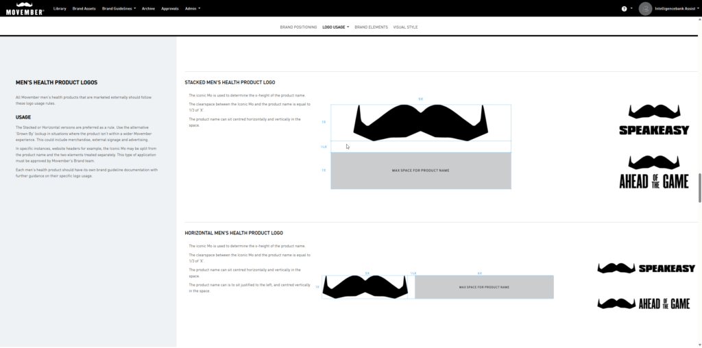 Screenshot of Movember Brand Portal with IntelligenceBank